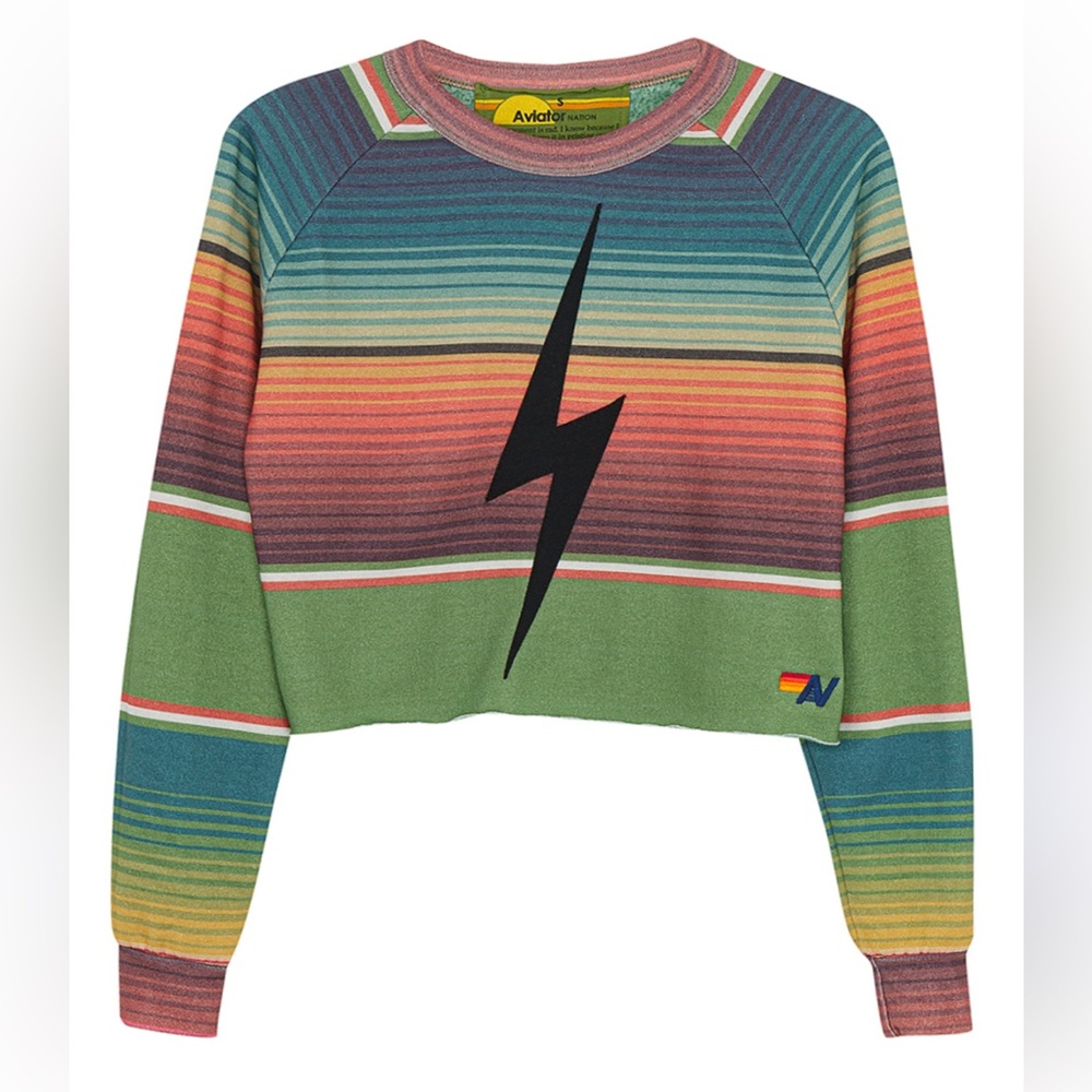 Aviator Nation Multi-Color Sweater & Black Lightning Bolt Sweatpants Full Set